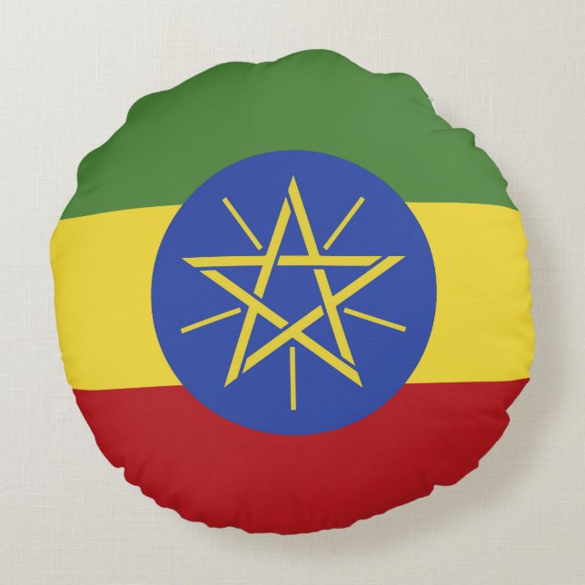 Ethiopia flag round cushion (Back)