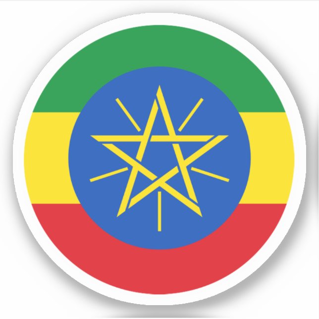 Ethiopia Flag Round Sticker (Front)