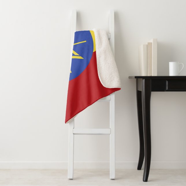 Ethiopia flag sherpa blanket (In Situ)