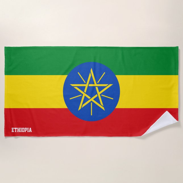 Ethiopia Flag Splendid Patriotic Beach Towel (Front)