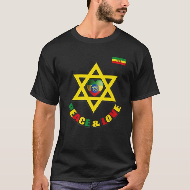 Ethiopia Flag, Unity/Peace T-Shirt (Front)