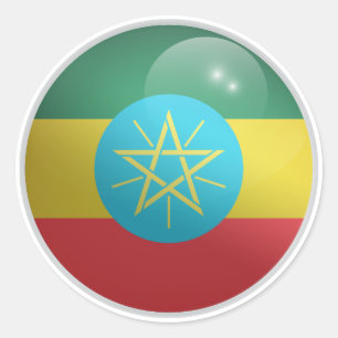 Ethiopia Glossy Circle Flag Classic Round Sticker