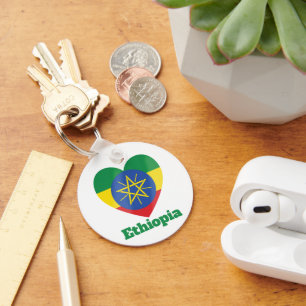 Ethiopia Heart Flag Key Ring