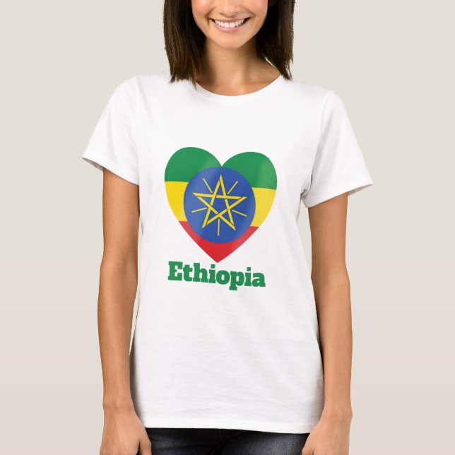 Ethiopia Heart Flag T-Shirt (Front)