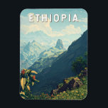 Ethiopia Illustration Travel Art Vintage Magnet<br><div class="desc">Ethiopia vector artwork design. From exploring the Simien Mountains to discovering the history of Lalibela and Axum,  Ethiopia offers a uniquely rich and unforgettable travel experience.</div>