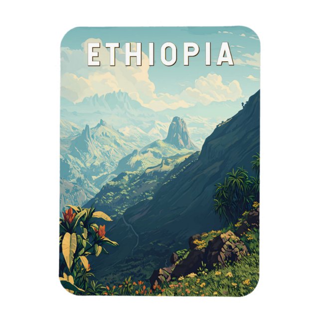Ethiopia Illustration Travel Art Vintage Magnet (Vertical)