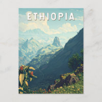 Ethiopia Illustration Travel Art Vintage