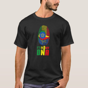 Ethiopia It's In My Dna Ethiopian Flag Map Dna Fin T-Shirt