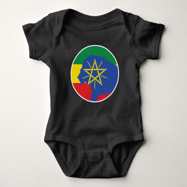 Ethiopia Lion Ethiopian National Animal Flag Baby Bodysuit (Front)