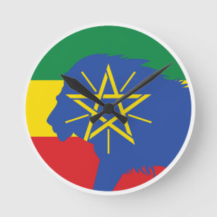 Ethiopia Lion Ethiopian National Animal Flag Round Clock