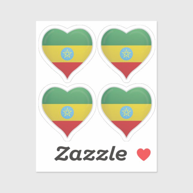 Ethiopia love flag pride heart sticker (Sheet)
