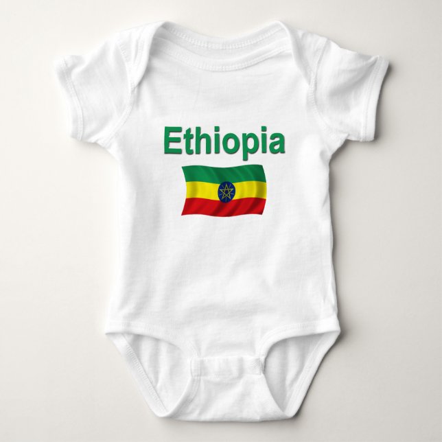 Ethiopia National Flag (w/inscription) Baby Bodysuit (Front)