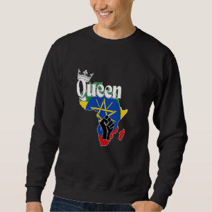 Ethiopia Queen With Ethiopian Flag In Africa Map F Sweatshirt