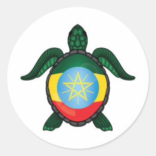 Ethiopia sea turtle flag classic round sticker