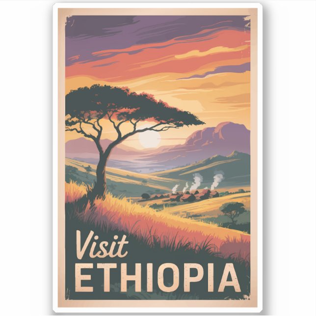 Ethiopia Sunset Travel Art Vintage (Front)