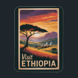 Ethiopia Sunset Travel Art Vintage Magnet<br><div class="desc">Ethiopia vector artwork design. From exploring the Simien Mountains to discovering the history of Lalibela and Axum,  Ethiopia offers a uniquely rich and unforgettable travel experience.</div>