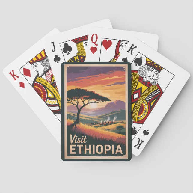 Ethiopia Sunset Travel Art Vintage Playing Cards (Back)
