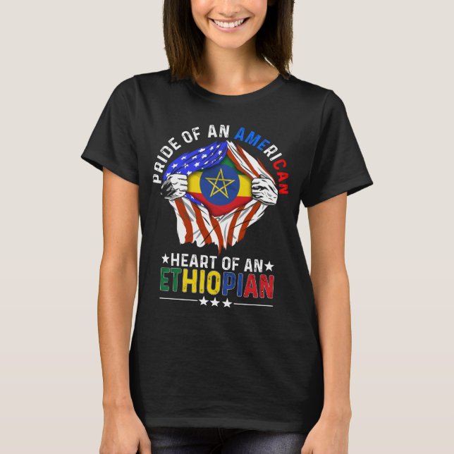 Ethiopian American Foreign Ethiopia Flag T-Shirt (Front)