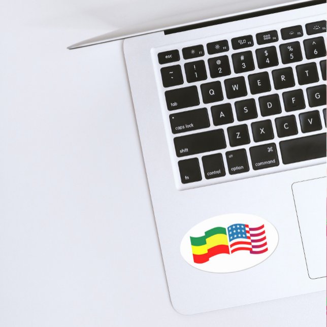 Ethiopian and American Flags Side by Side Oval Sticker (Creator Uploaded)