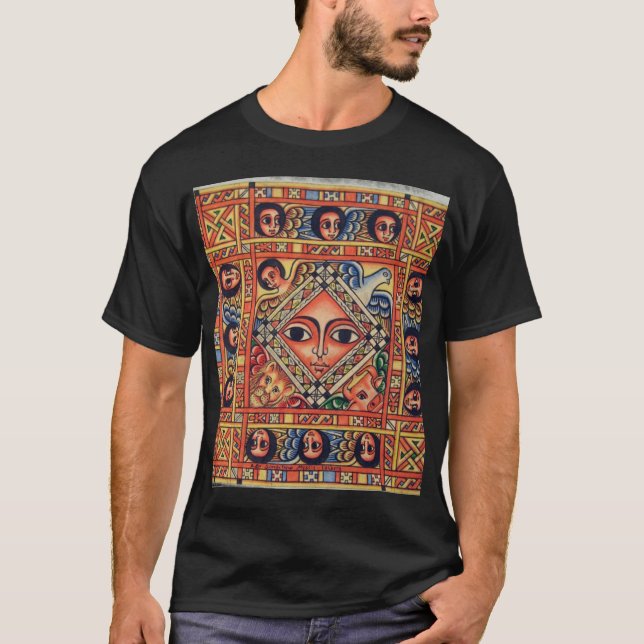 Ethiopian Bible Church Painting - Black T-Shirt (Front)