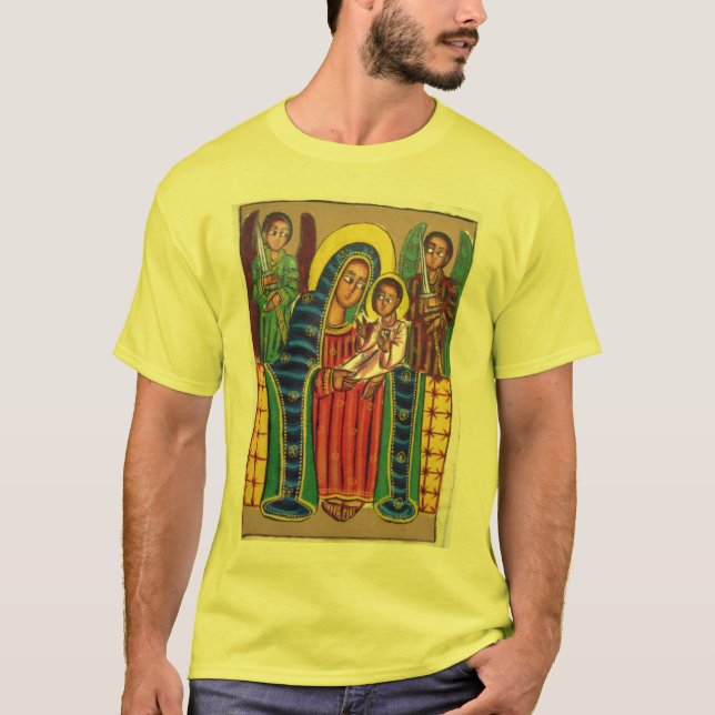 Ethiopian Church Painting - Black Maryam T-Shirt (Front)