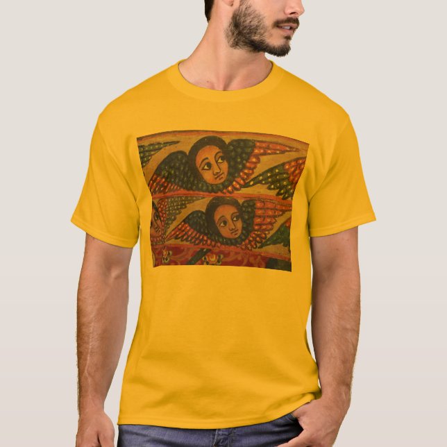 Ethiopian Church Painting - Gold Angels T-Shirt (Front)