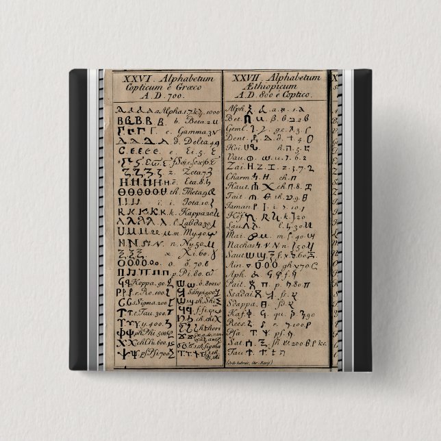 Ethiopian-Coptic Alphabet 15 Cm Square Badge (Front)