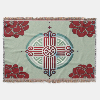 Ethiopian Cross Design Throw Pillow  Blanket