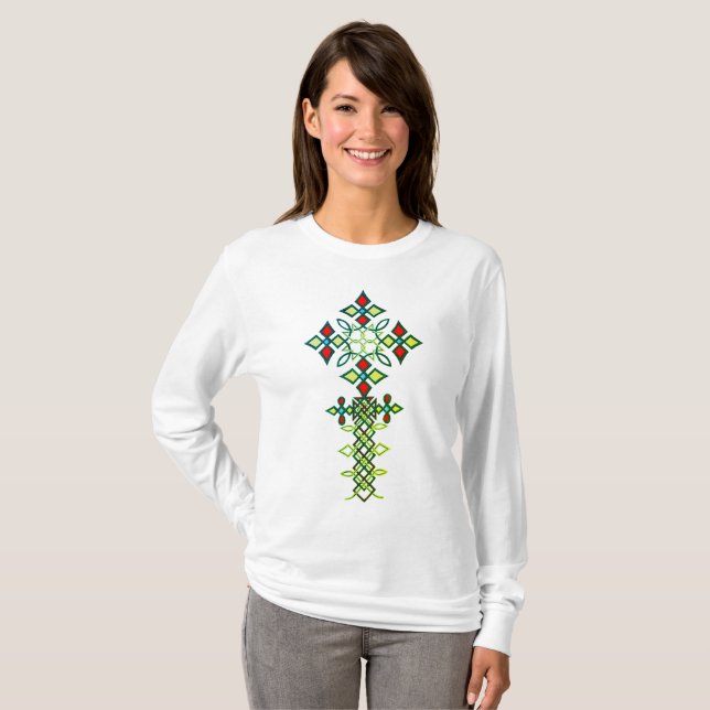 Ethiopian Cross Long Sleeve T-Shirt (Front Full)