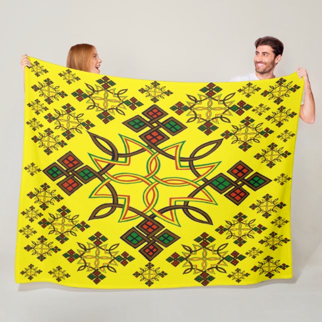 Ethiopian Cross Meskel Fleece Blanket (In Situ)
