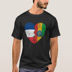 Ethiopian French Flags Heart France Ethiopia Roots T-Shirt