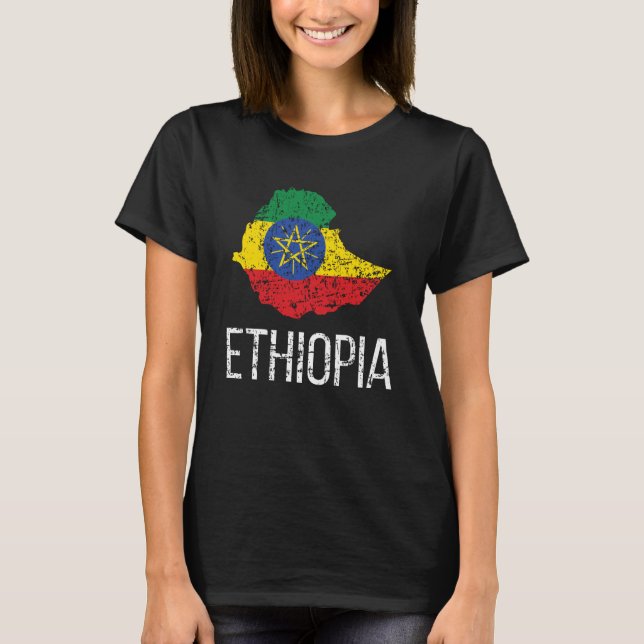 Ethiopian Heritage Ethiopia Roots Ethiopian Flag T-Shirt (Front)