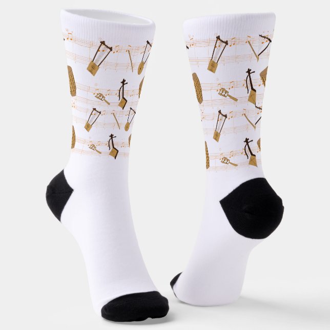 Ethiopian Music Instruments T-Shirt Socks (Angled)