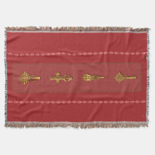 Ethiopian Orthodox Crosses – Gold on Red Throw Blanket