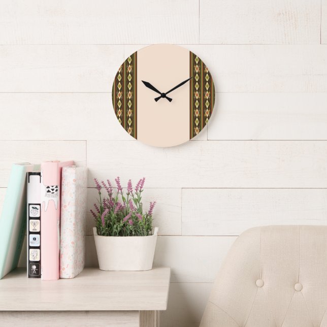 Ethiopian Tebeb Pattern Large Clock (Reading Room)