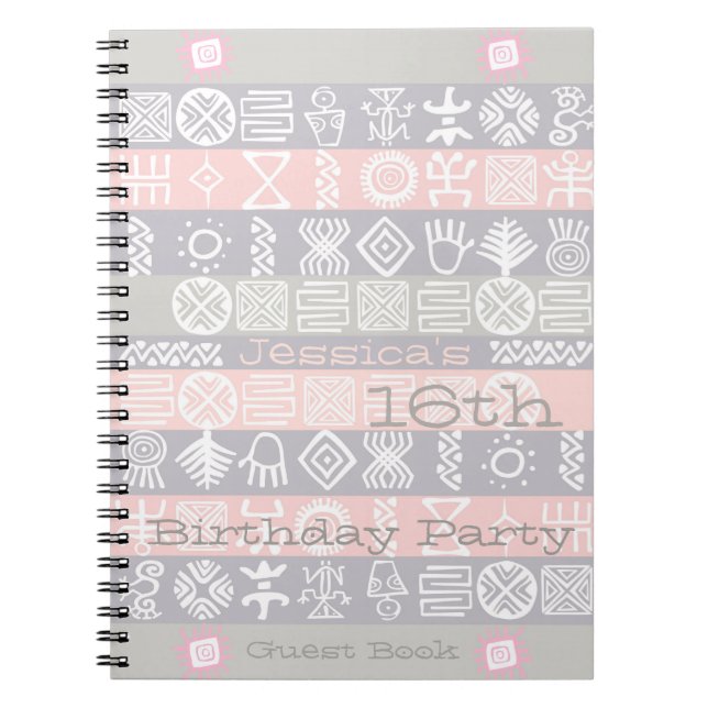 Ethnic 16th Birthday Party Guest Book (Front)