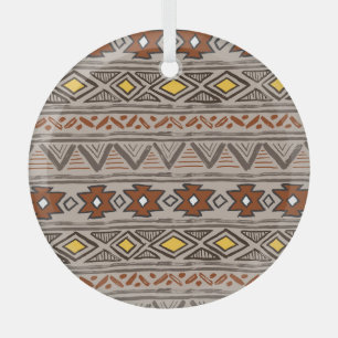 Ethnic Abstract: Hand-Drawn Pattern Glass Tree Decoration