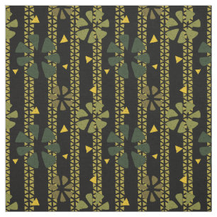 Ethnic Abstract Pattern Green, Mustard and Black Fabric