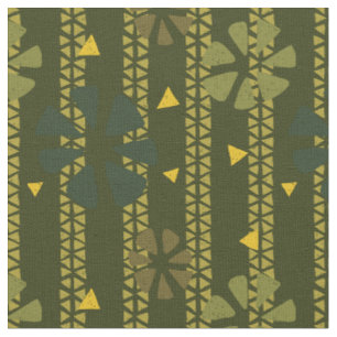 Ethnic Abstract Pattern Green, Mustard, Dark Olive Fabric