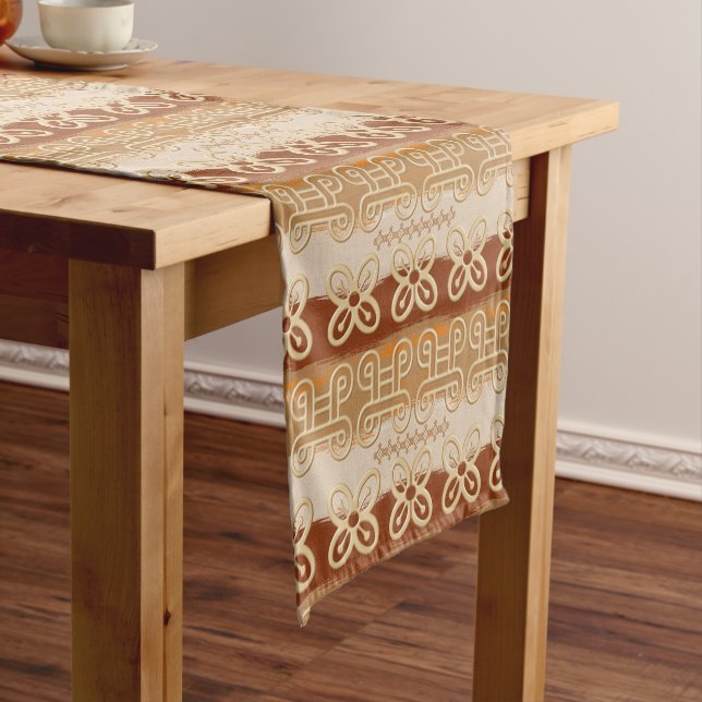 Ethnic African Adinkra Simbols Short Table Runner (In Situ)