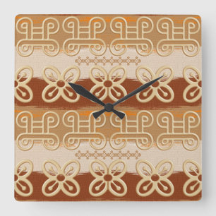 Ethnic African  Adinkra symbols Square Wall Clock