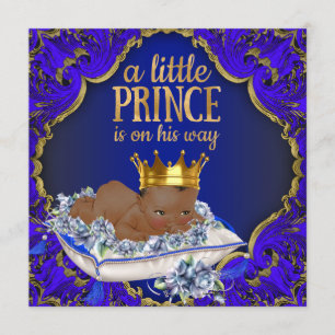 Ethnic African American Prince Baby Shower Invitation