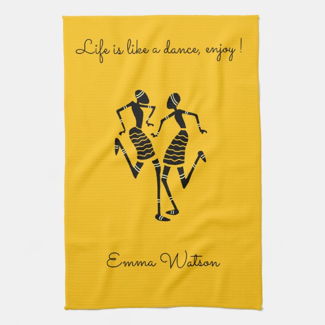Ethnic, African Art, Carnival Dance  Tea Towel (Vertical)