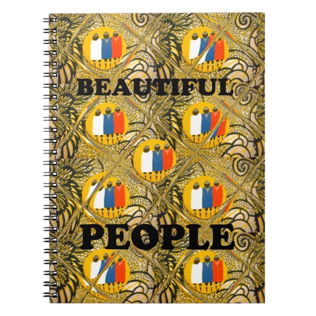 Ethnic African Art Design Print: Beautiful People Spiral Notebook (Front)