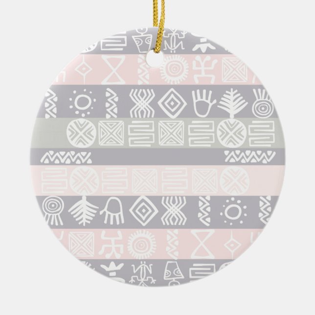 Ethnic African Boho Design Ceramic Tree Decoration (Front)