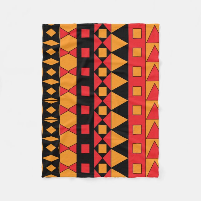 Ethnic African Geometric Mosaic Pattern Fleece Blanket (Front)