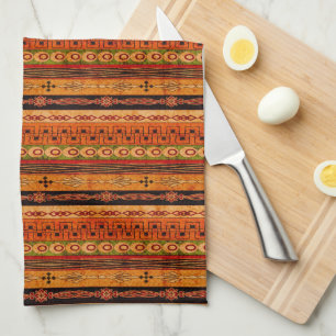 Ethnic African grunge striped pattern. Tea Towel