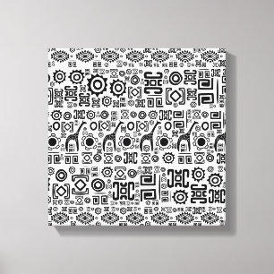 Ethnic African Pattern- Black and White #2 Canvas Print
