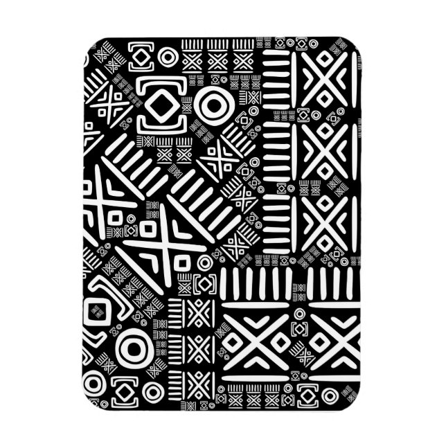 Ethnic African Pattern- Black and White #6 Magnet (Vertical)