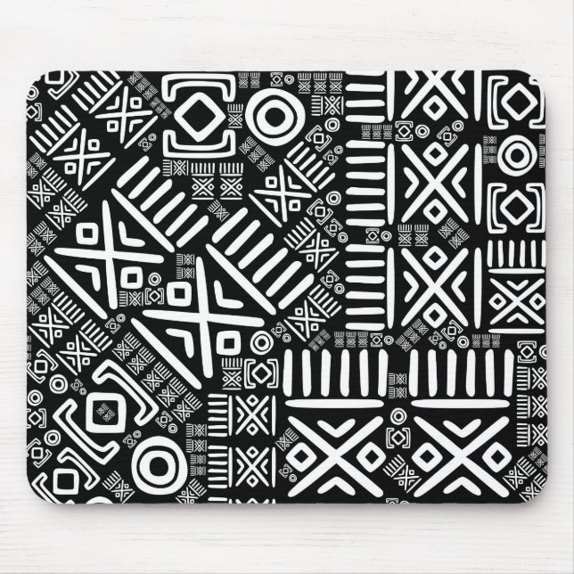 Ethnic African Pattern- Black and White #6 Mouse Pad (Front)